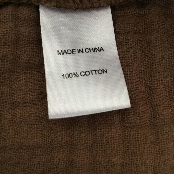 DREW Brown Tiered Gauze Dress XS Adjustable Straps Lagenlook Boho Cotton Maxi OS - Picture 3 of 8